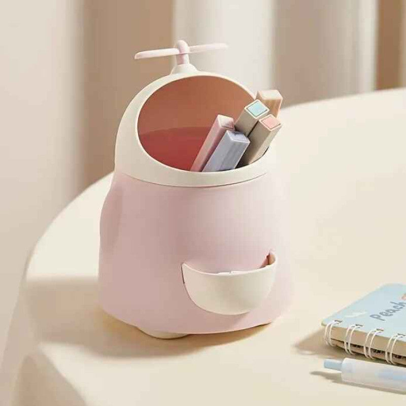 Cute Fan Design Storage Bucket, Multifunctional Pen Holder With Sharpener, Desktop Makeup Brush Storage Box Cute Fan Design Storage Bucket, Multifunctional Pen Holder With Sharpener, Desktop Makeup Brush Storage Box